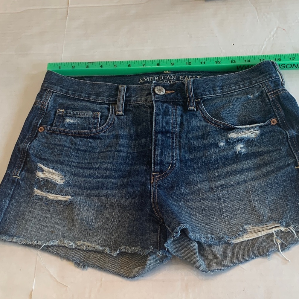 American Eagle Outfitters Distressed Dark Blue Jean Shorts